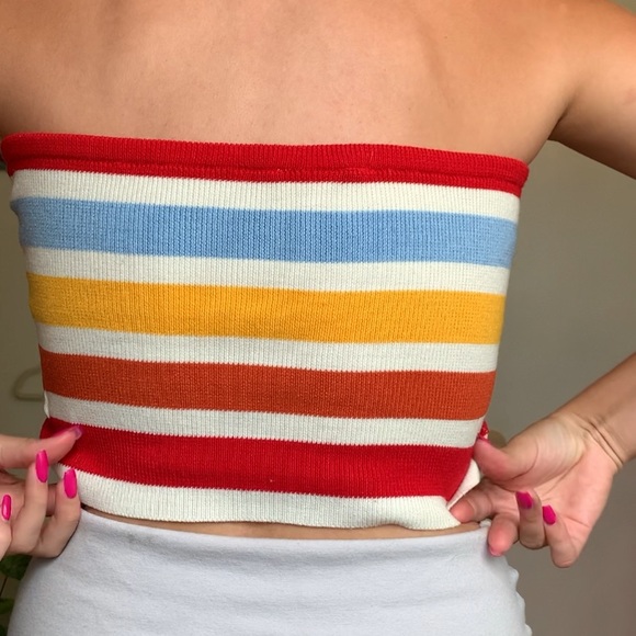 Rainbow Knitted Crop/ Tube Top - Picture 2 of 2